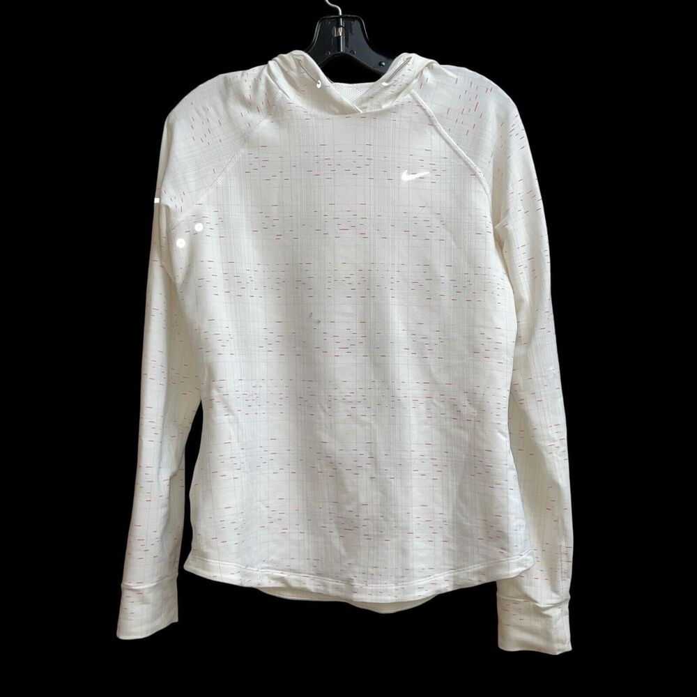 Nike Running Dri-Fit Women's M Hoodie Fitted Pink/White Athletic Sweatshirt - Picture 2 of 6